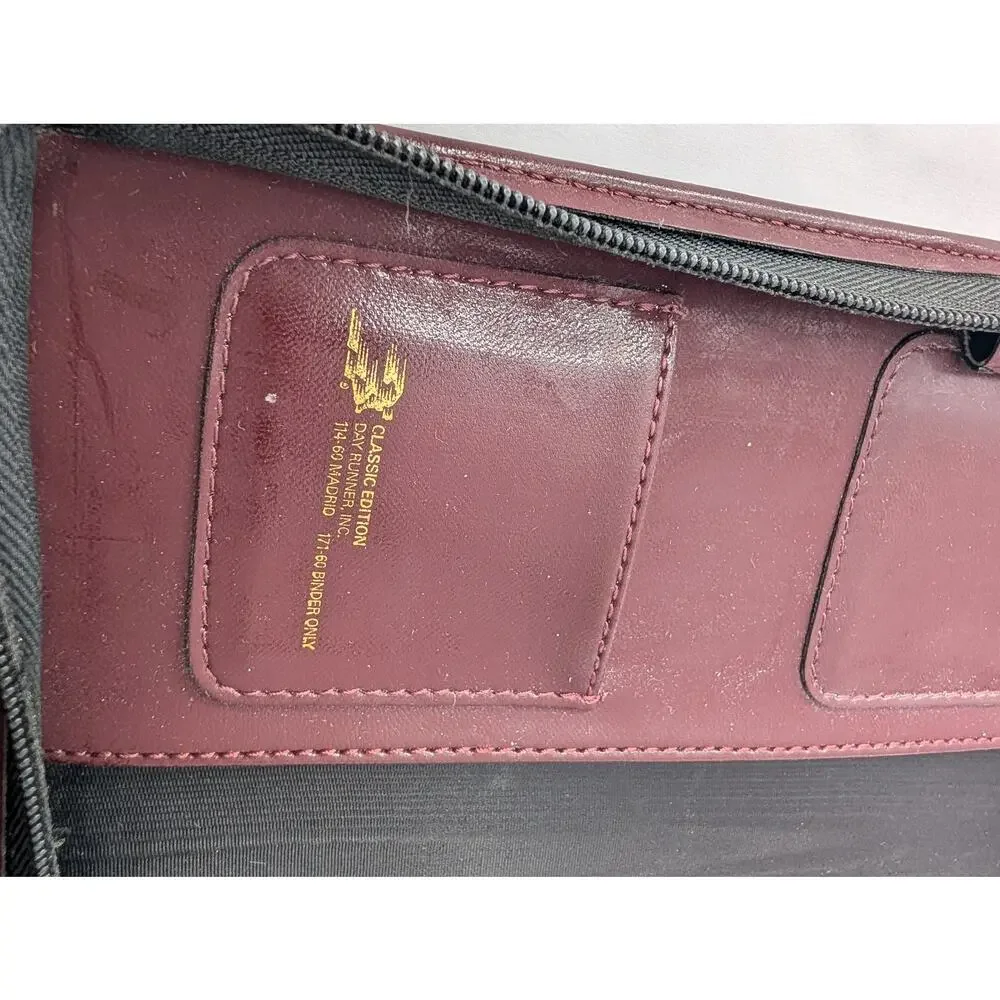 Day Planner Inc. Classic Edition Zippered Organizer Planner Burgundy VTG